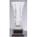 Fluted Lead Crystal Vase Award w/ Rosewood Base (15")